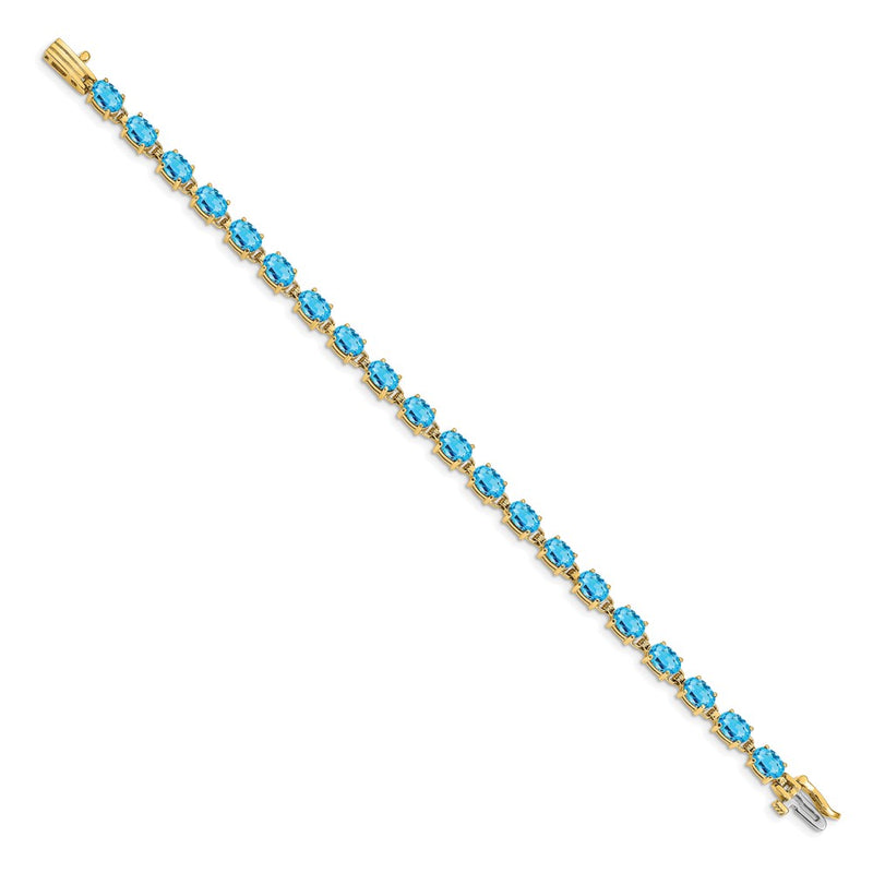 14k Yellow Gold 6x4mm Oval Blue Bracelet