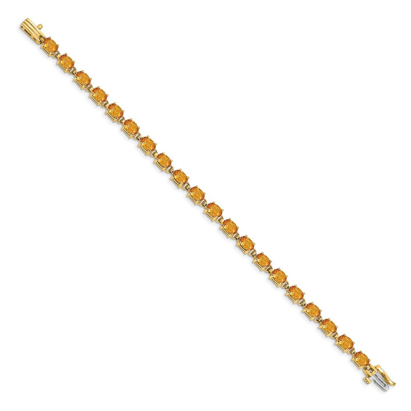 14k Yellow Gold 6x4mm Oval Citrine Bracelet