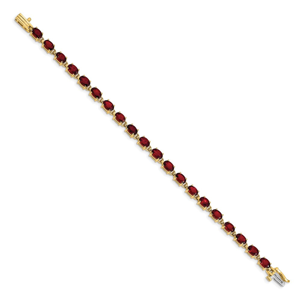 14k Yellow Gold 6x4mm Oval Garnet Bracelet