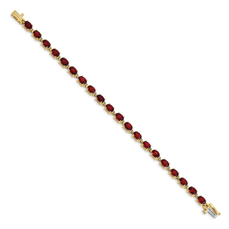 14k Yellow Gold 6x4mm Oval Garnet Bracelet