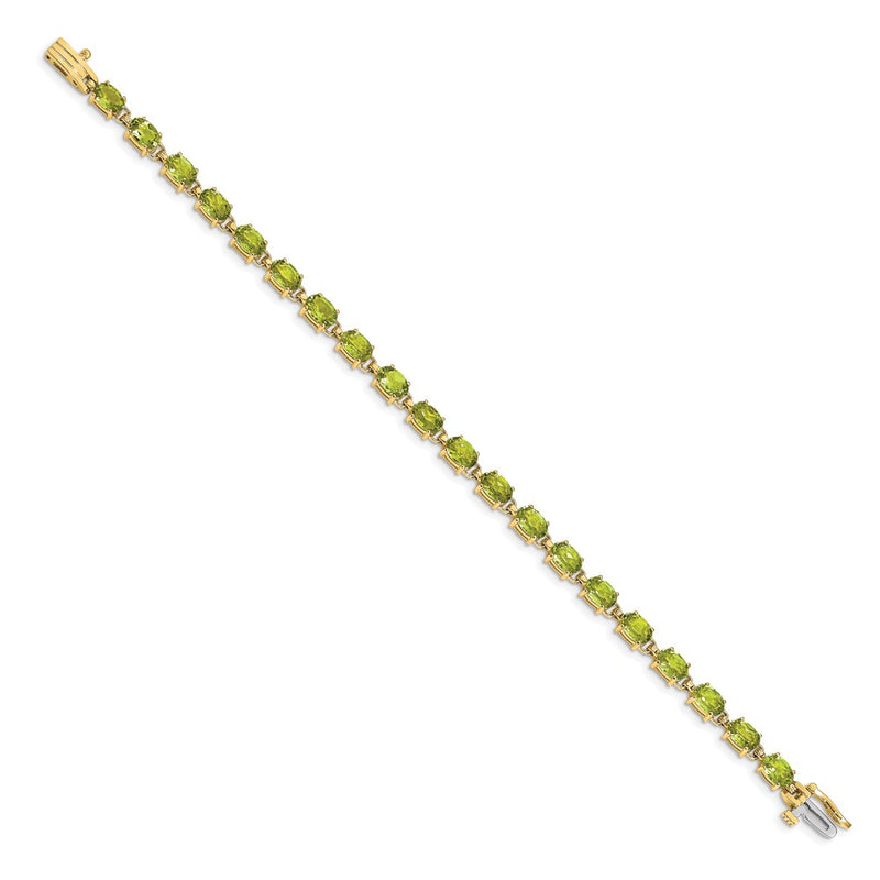 14k Yellow Gold 6x4mm Oval Peridot Bracelet