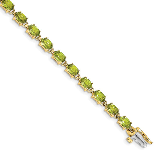 14k Yellow Gold 6x4mm Oval Peridot Bracelet