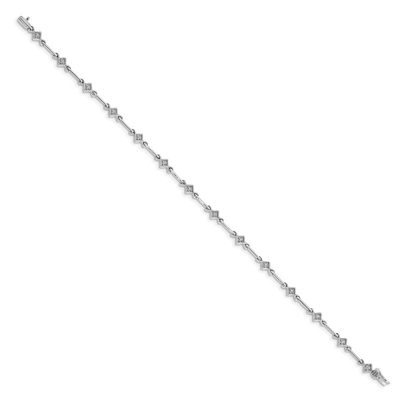 14k White Gold Natural Diamond 7.5in Link Bracelet