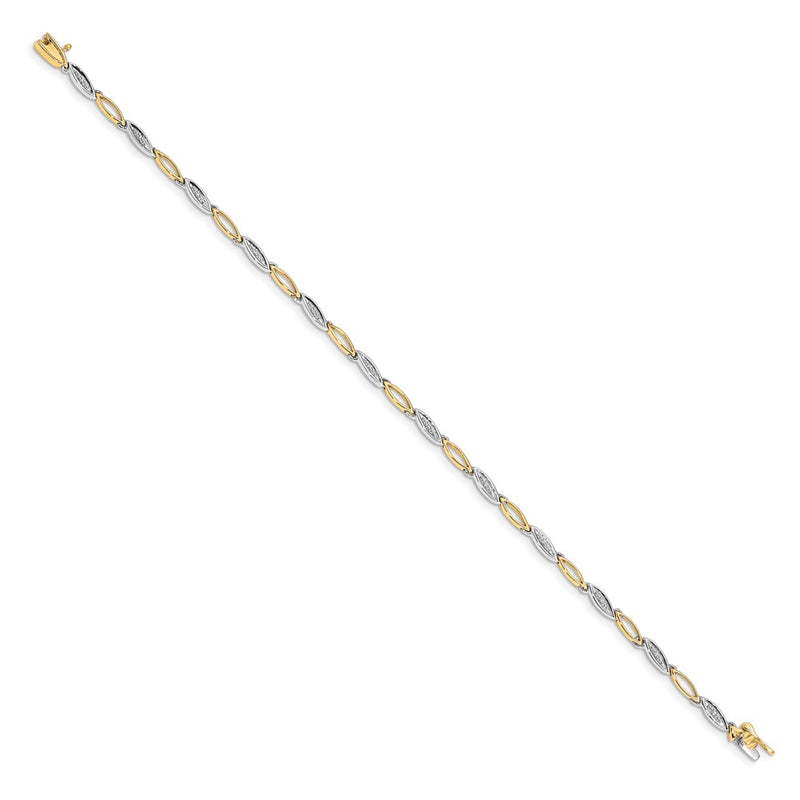 14k Two-tone Natural Diamond 7.5in Link Bracelet