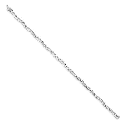14k White Gold Natural Diamond 7 in Infinity Link Bracelet