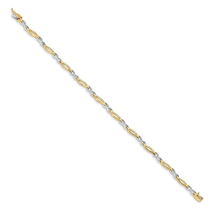14k Two-tone Natural Diamond Infinity 7 in Link Bracelet