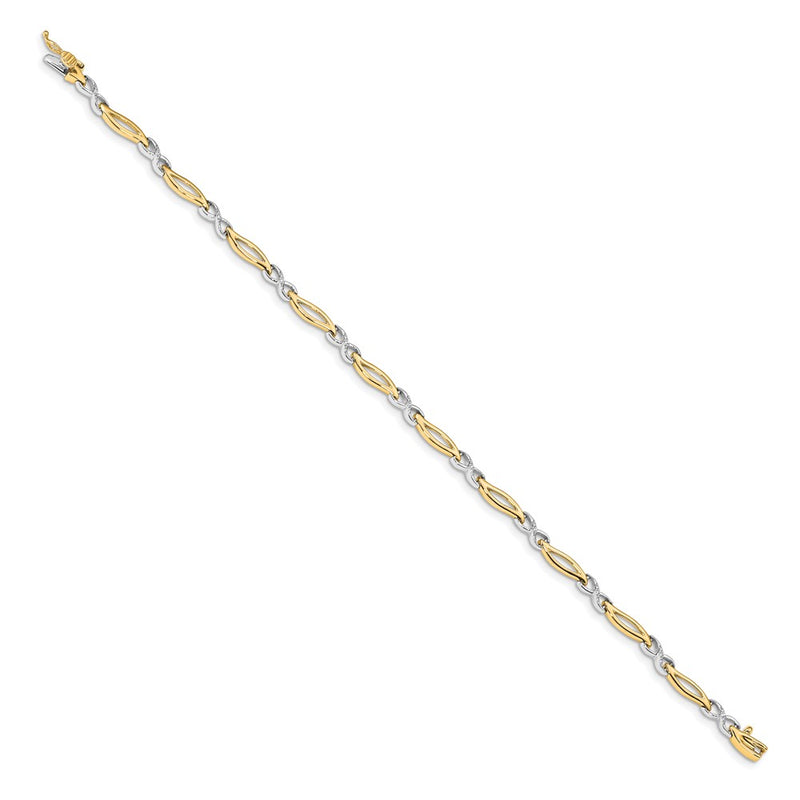 14k Two-tone Natural Diamond Infinity 7 in Link Bracelet