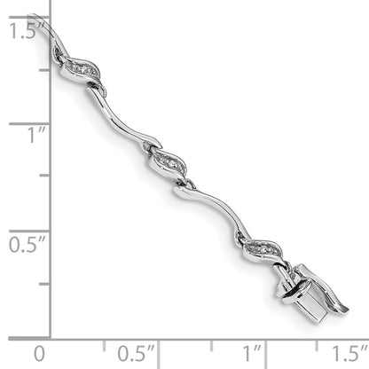 14k White Gold Natural Diamond Link Bracelet