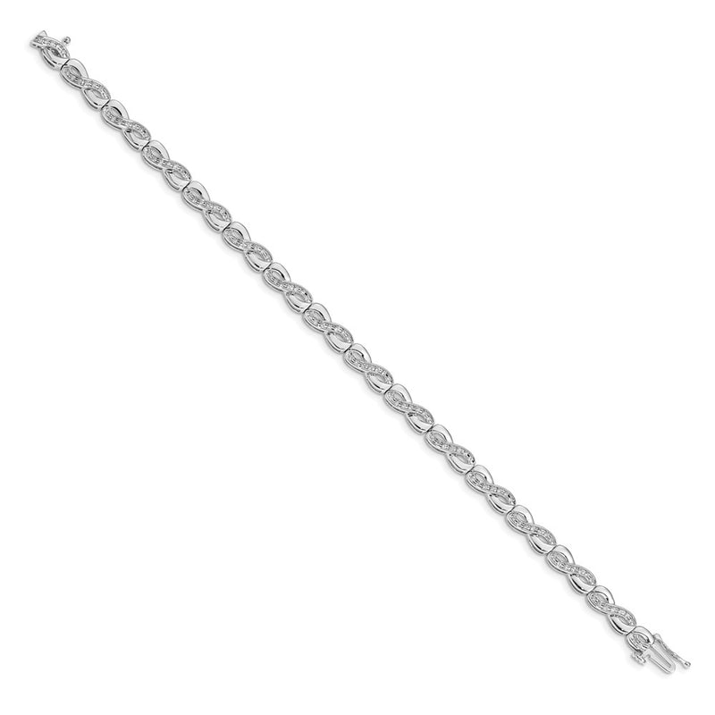 14k White Gold Natural Diamond Infinity Link Bracelet