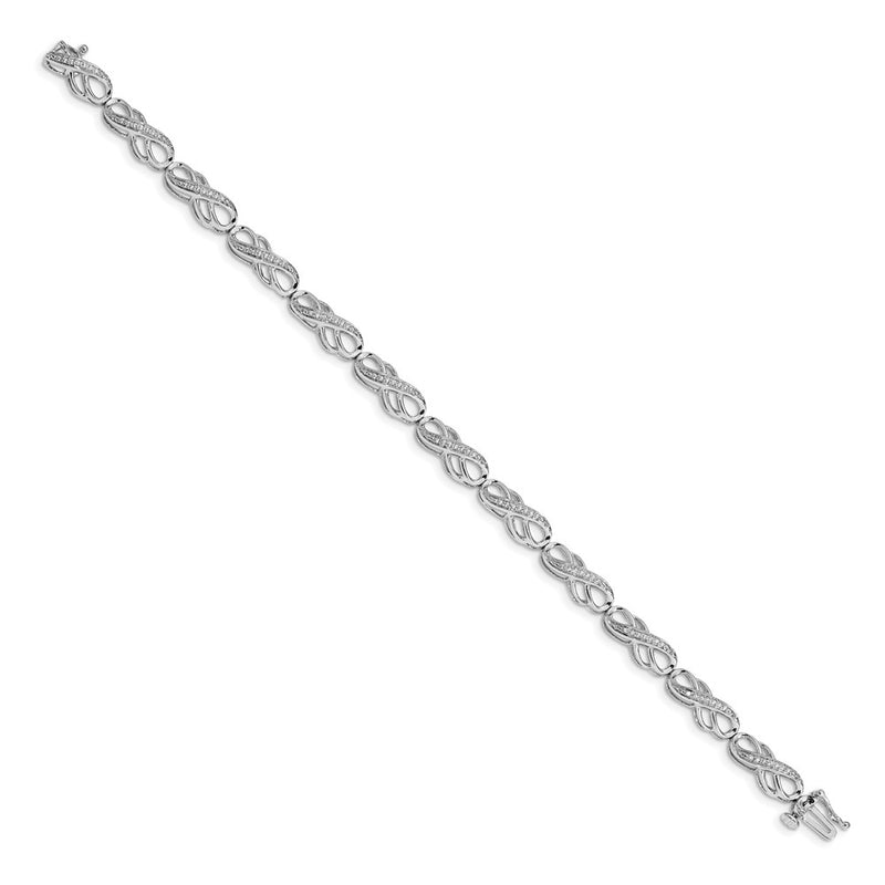 14k White Gold Natural Diamond Infinity Symbol Link Bracelet