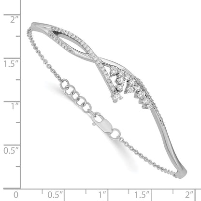 14k White Gold Polished Fancy Florina Natural Diamond 7 inch Bracelet