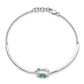 14k White Gold Emerald/Natural Diamond Circles 7in w/.5in ext Bracelet