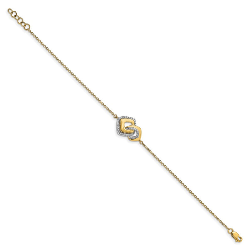 14k Yellow Gold Polished Natural Diamond Fancy Shaped 7in w/ .5in ext Bracelet