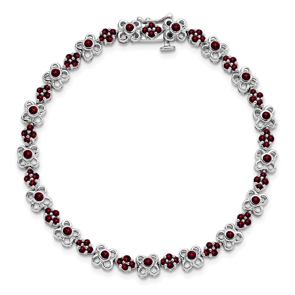 14k White Gold Garnet Bracelet
