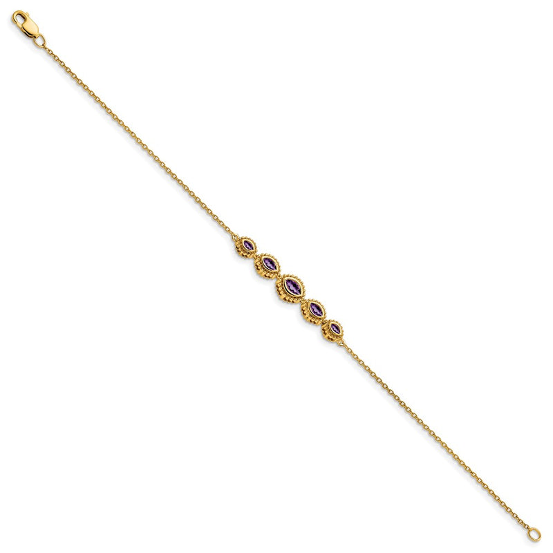 14k Yellow Gold Marquise Amethyst Bracelet