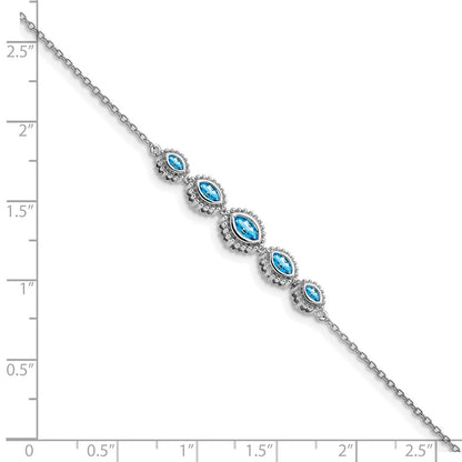 14k White Gold Marquise Blue Topaz Bracelet