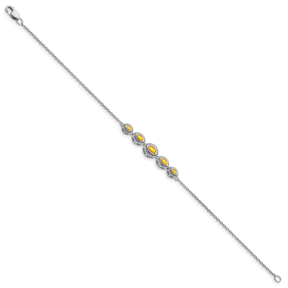 14k White Gold Marquise Citrine Bracelet