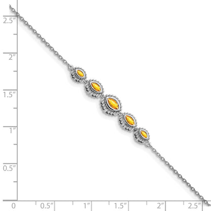14k White Gold Marquise Citrine Bracelet