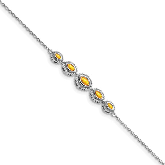 14k White Gold Marquise Citrine Bracelet