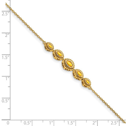14k Yellow Gold Marquise Citrine Bracelet
