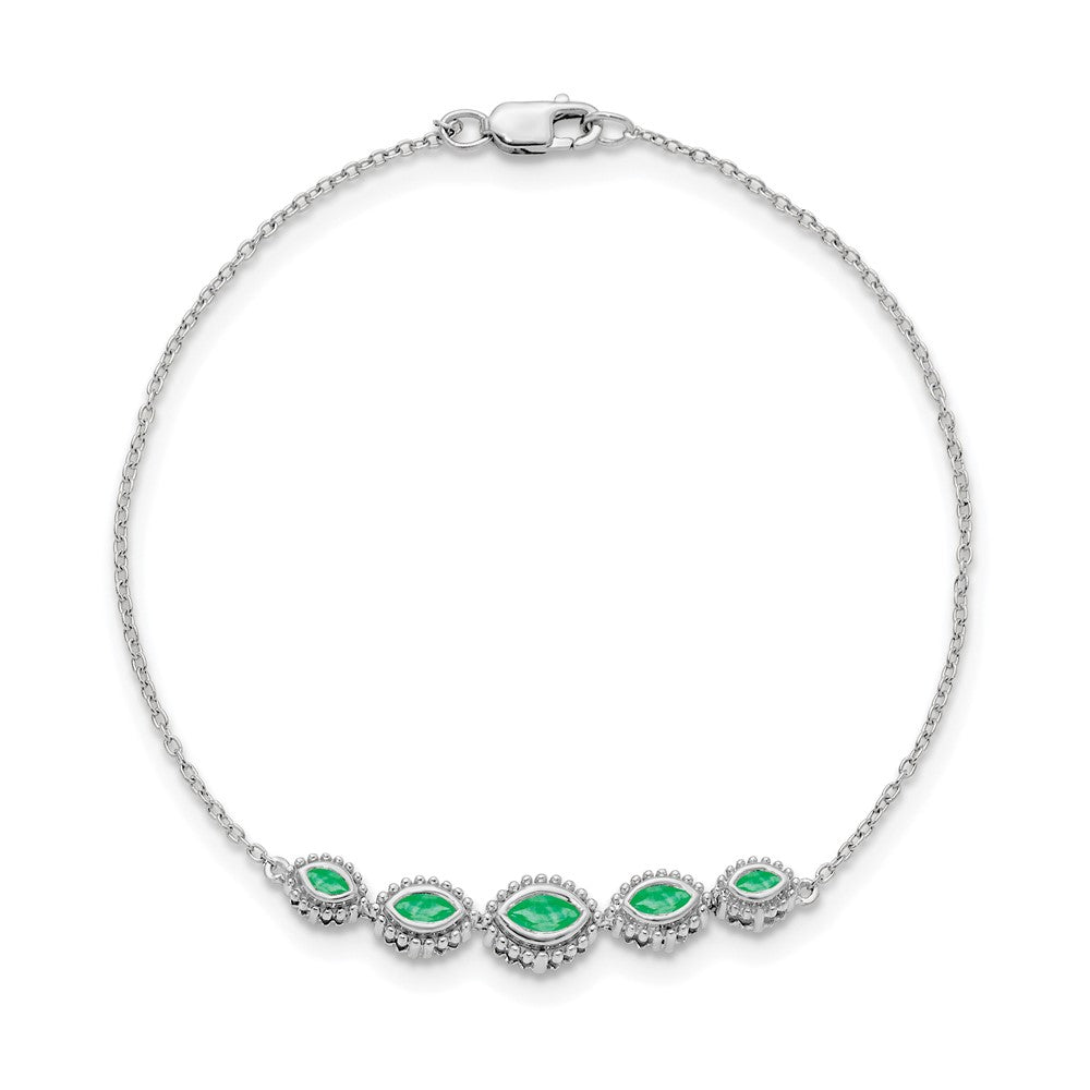 14k White Gold Marquise Emerald Bracelet