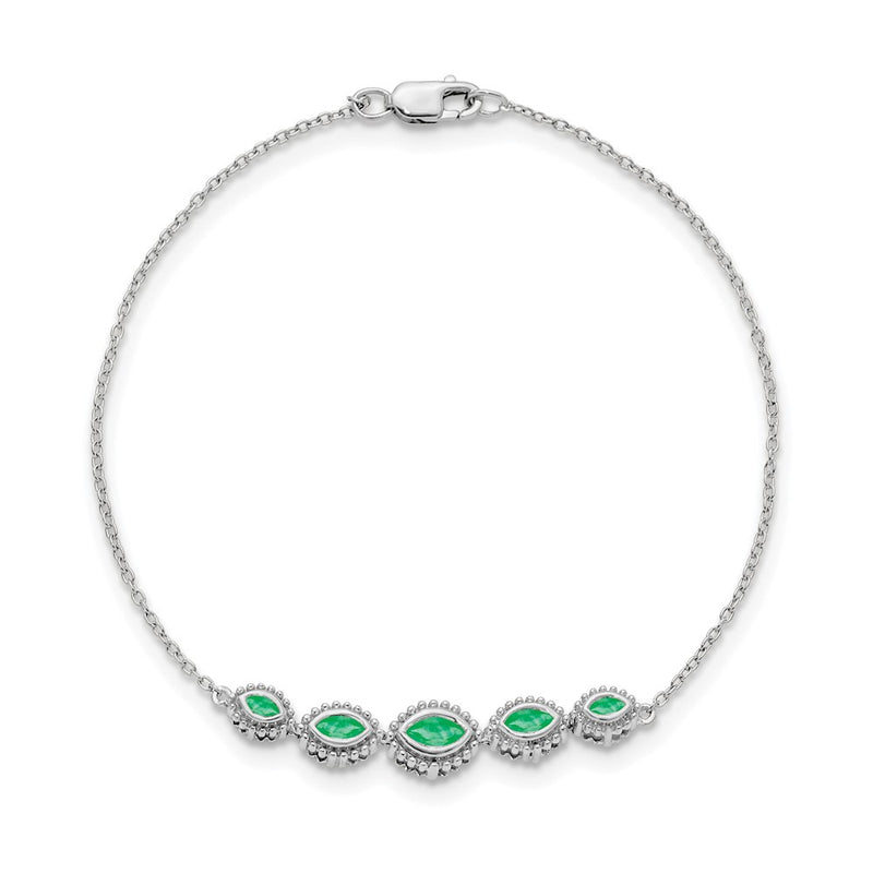 14k White Gold Marquise Emerald Bracelet