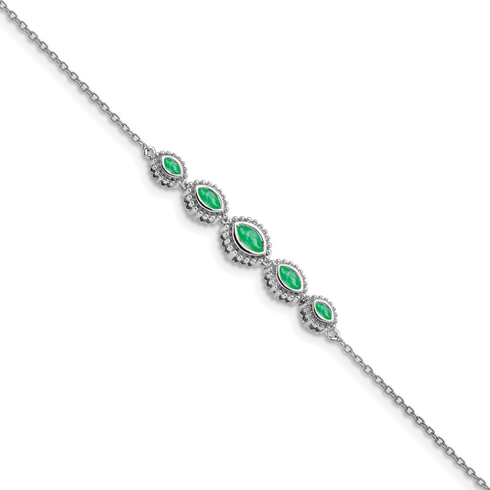 14k White Gold Marquise Emerald Bracelet
