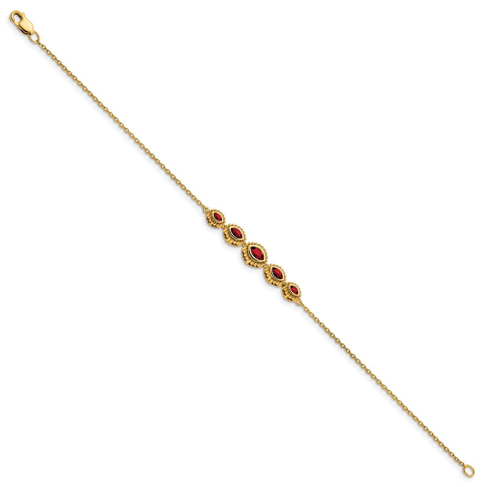 14k Yellow Gold Marquise Garnet Bangle