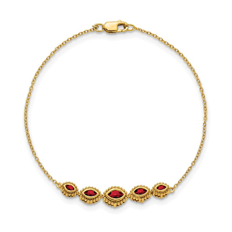 14k Yellow Gold Marquise Garnet Bangle