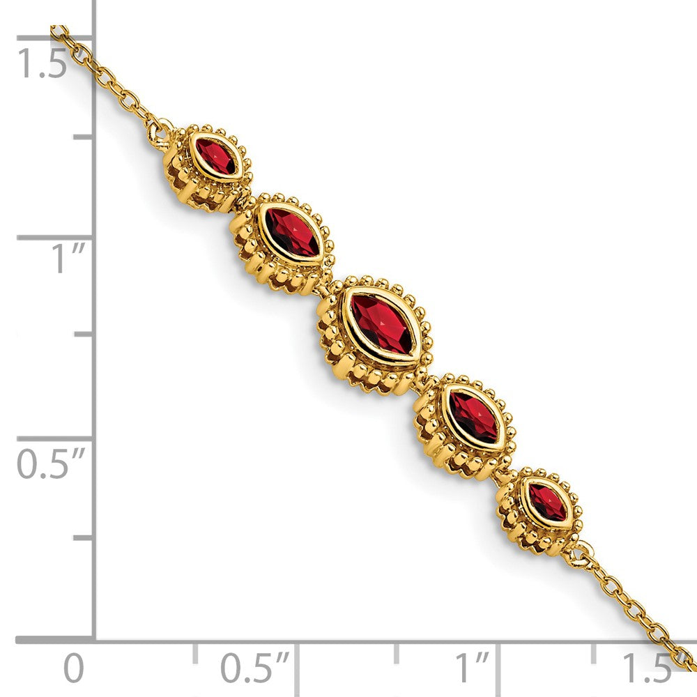 14k Yellow Gold Marquise Garnet Bangle