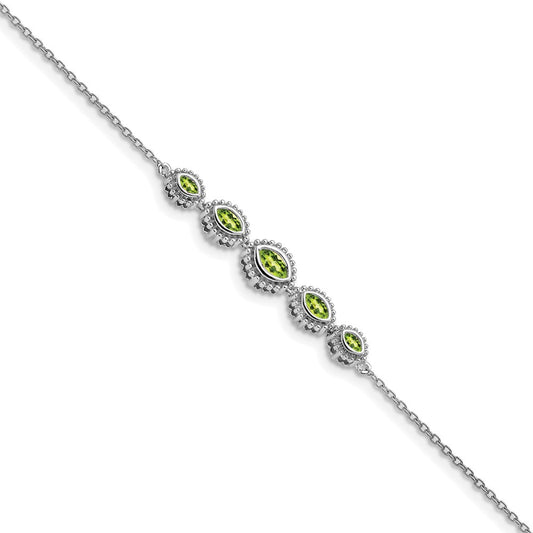 14k White Gold Marquise Peridot Bracelet