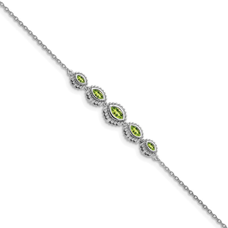 14k White Gold Marquise Peridot Bracelet