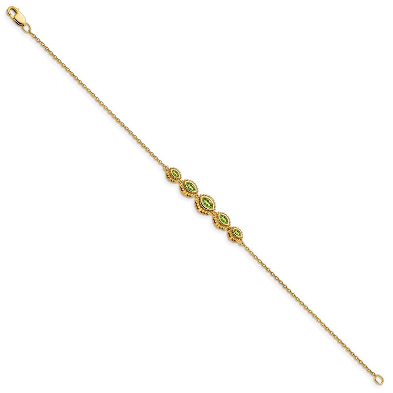 14k Yellow Gold Marquise Peridot Bracelet