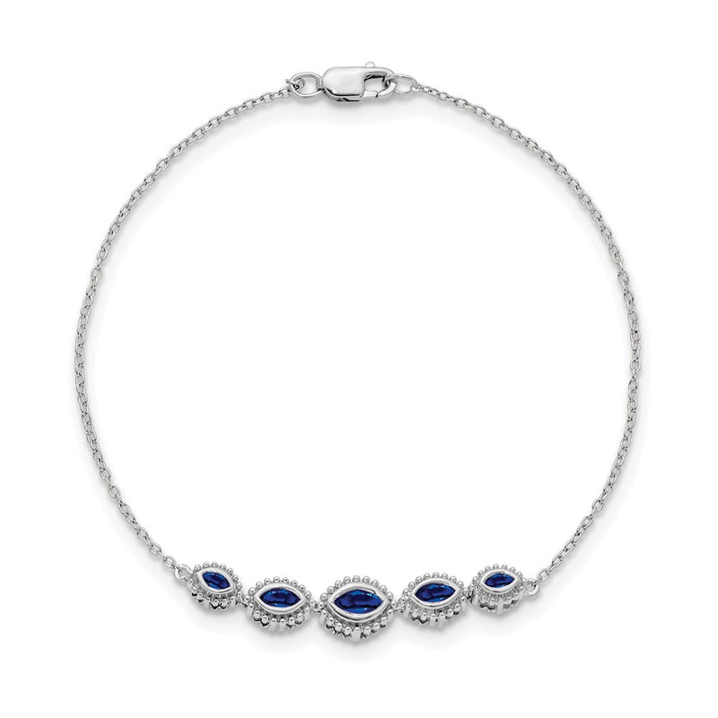 14k White Gold Marquise Sapphire Bracelet