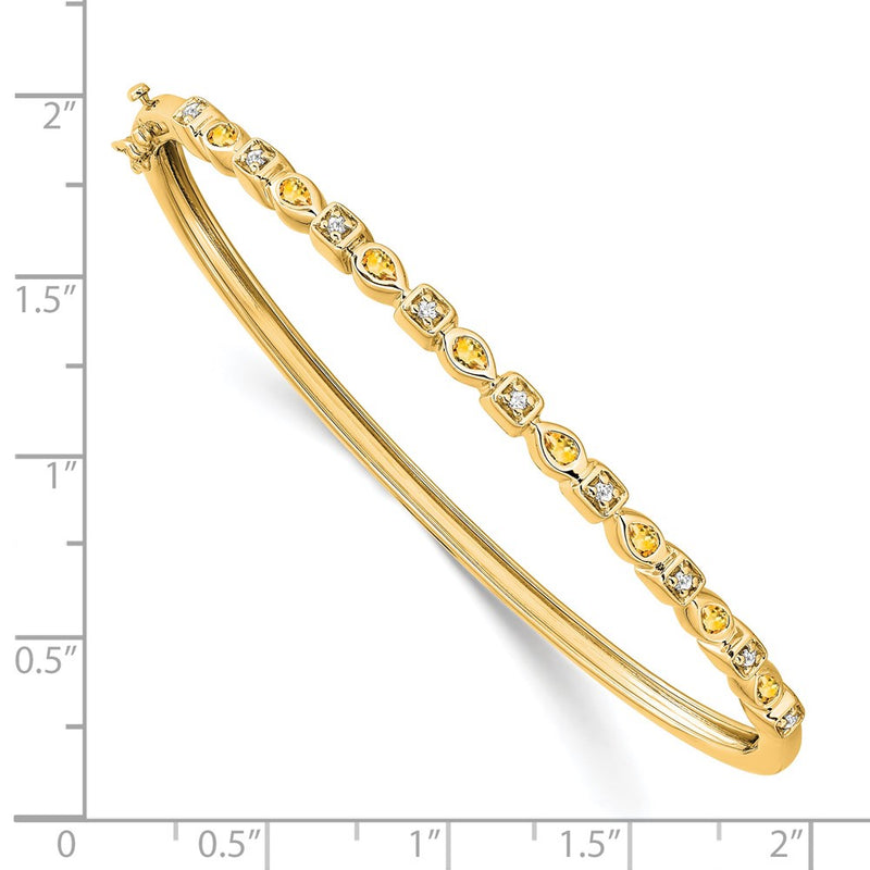 14k Yellow Gold Citrine and Natural Diamond Bangle