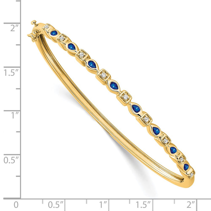 14k Yellow Gold Sapphire and Natural Diamond Bangle