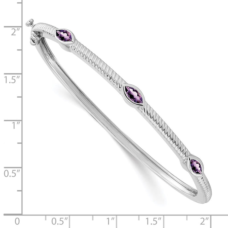 14k White Gold Marquise Amethyst Bangle