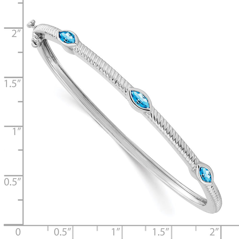 14k White Gold Marquise Blue Topaz Bangle