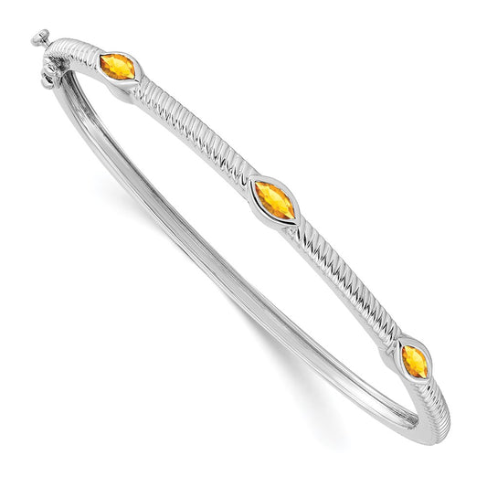 14k White Gold Marquise Citrine Bangle