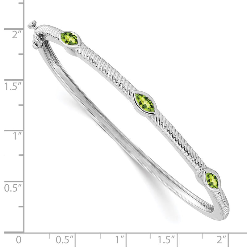14k White Gold Marquise Peridot Bangle