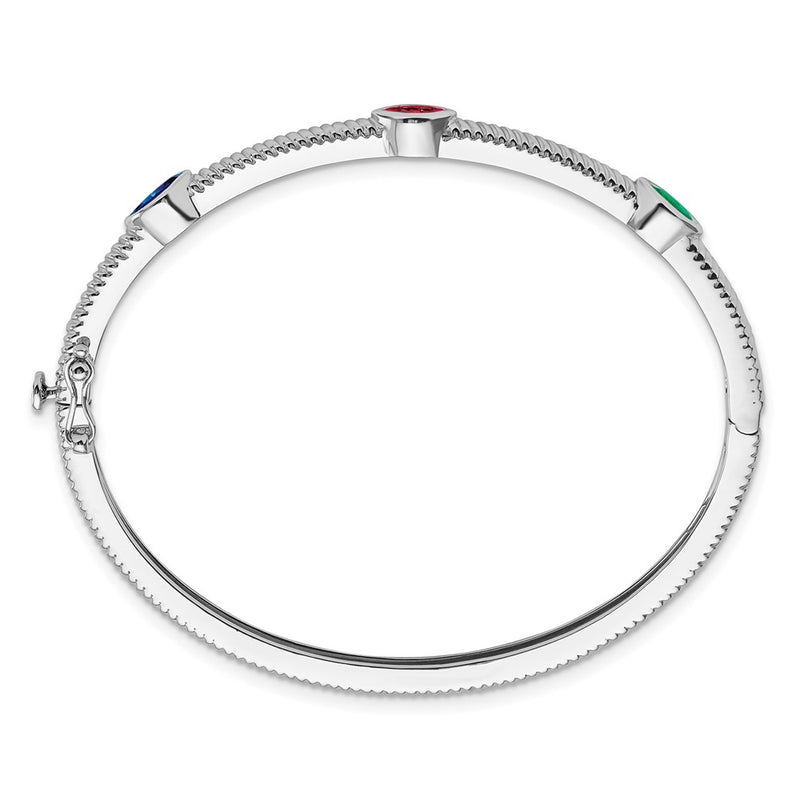 14k White Gold Marquise Ruby/Sapphire/Emerald Bangle