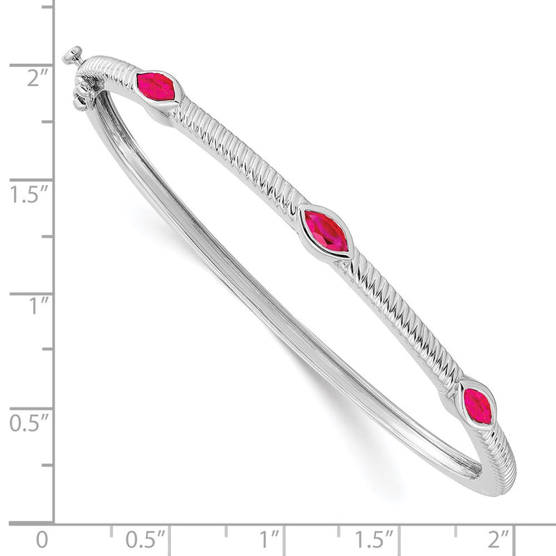 14k White Gold Marquise Ruby Bangle