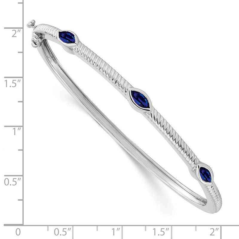 14k White Gold Marquise Sapphire Bangle