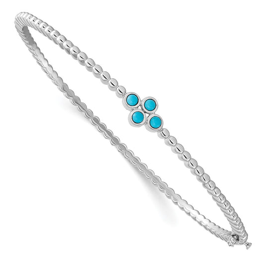 14k White Gold Turquoise Bangle