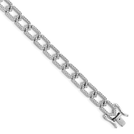 14k White Gold Natural Diamond Fancy Link Bracelet