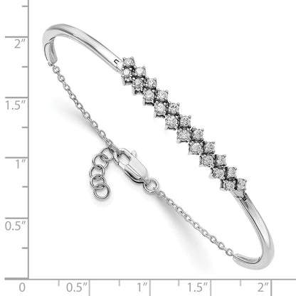 14k White Gold Natural Diamond Bangle Bracelet