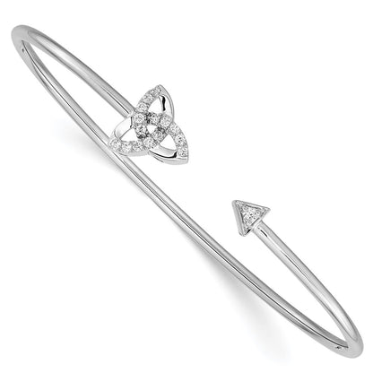 14k White Gold Natural Diamond Celtic Knot Cuff Bangle