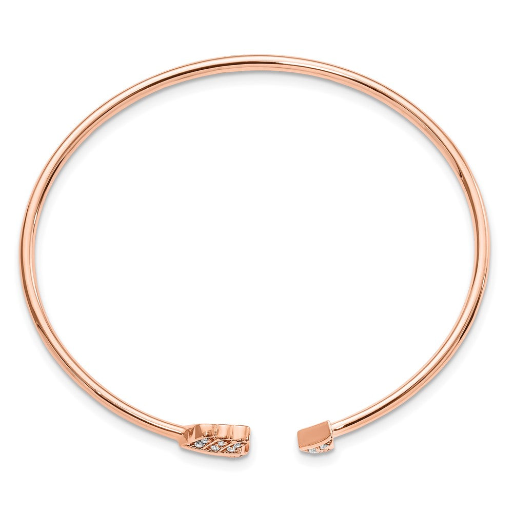 14k Rose Gold Natural Diamond Arrow Cuff Bangle