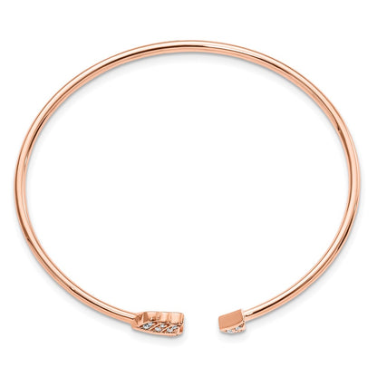 14k Rose Gold Natural Diamond Arrow Cuff Bangle
