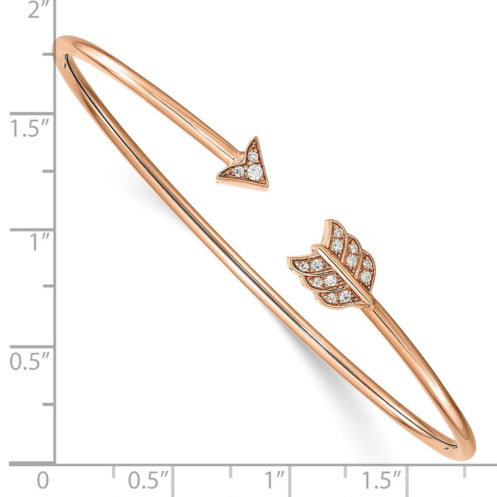 14k Rose Gold Natural Diamond Arrow Cuff Bangle